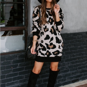 VICI Leopard Print Sweater Dress‎ Tunic Size Small
